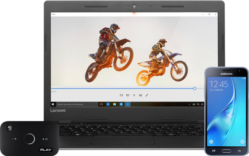 Lenovo IdeaPad 100s + Samsung J3 + router