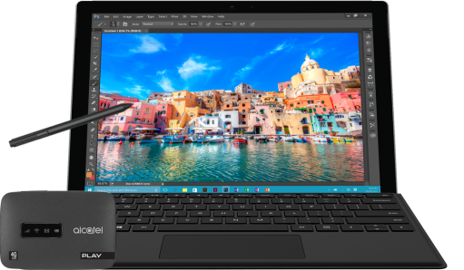 Microsoft Surface Pro 4 + router Alcatel Link Zone